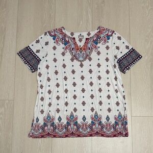 3/$10 Chico's Multicolor Patterned Short Sleeve Top